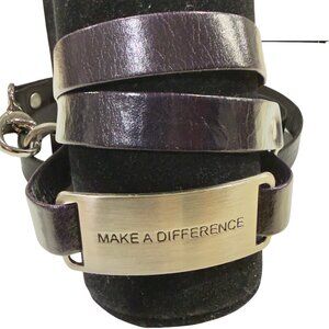 Make A Difference Wrap Bracelet - Dark Purple Faux Leather